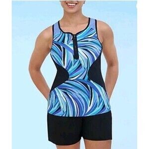 ZeroXposur Ladies Scuba Tankini Swimsuit Tank Top Blue Size M